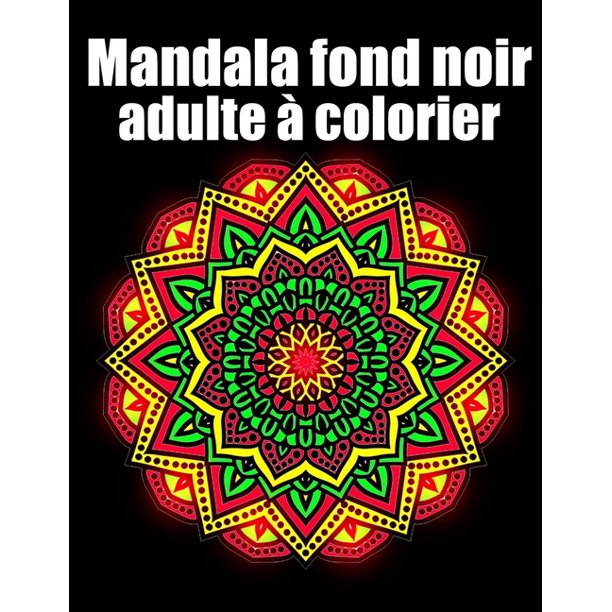 Mandala Fond Noir Adulte A Colorier 30 Fleurs Mandala Geant Sur Fond Noir Livre De Coloriage