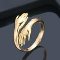 thumbnail image 4 of Fashion Two-Hand Ring: Unique Open Design, Adjustable, Copper, Electroplated, European Style, Individually Packed, 4 of 5