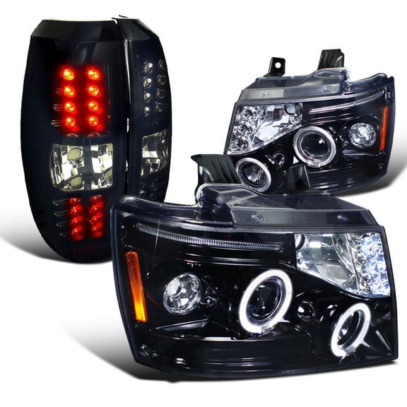 Spec-D Tuning Black LED Projector Headlights LED Driving Bumper Fog Lamps Compatible with Chevy Avalanche Left Right Pair Headlamps Assembly