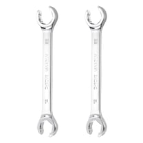 Uxcell 2Pcs 19mm x 22mm Flare Nut Wrench Metric Double Open End 45# Steel Thick Spanner