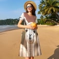 thumbnail image 4 of Goofa Cute Alpaca in Daze Pattern Women Summer Short Sleeve Midi Dress with Pockets Casual Aline Flowy Tshirt Dress Vocation Beach Sundress, 4 of 6