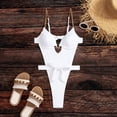 thumbnail image 6 of Jacenvly 2024 One Piece Bathing Suits for Women Cozy Sleeveless Solid V-Neck Surfing Swimwear Skin-Friendly Women'S Color Swimwear Slim Swimsuit Bikini Straped Swimsuits White, 6 of 11