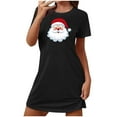 thumbnail image 5 of Sakmal Christmas Mumu Nightgowns for Women Black Plus Size Cozy Ultra-Soft Night dress Short Santa Claus Print Short Sleeve Crew Neck Nightgowns S-2XL, 5 of 5