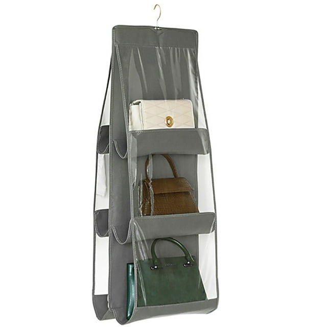 Clear Handbag Organizer 6 Pocket Hanging Purse Organizer Hanging Bag Organizer