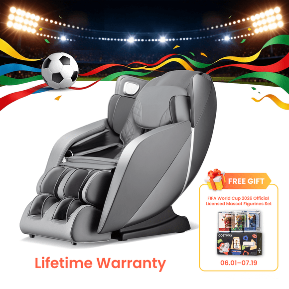 COSTWAY Provox27 Comfort Full Body Massage Chair - Zero Gravity Massaging Chair with SL Track, Airbags, Foot Rollers, Shoulder Detection, Heating, Bluetooth, Auto Modes