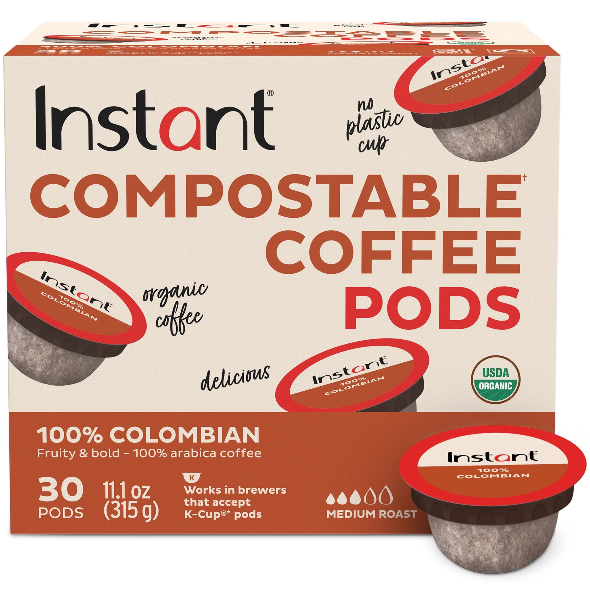 Instant Compostable Coffee Pods Premium Breakfast Blend Medium