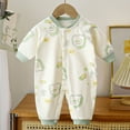 thumbnail image 2 of XUNKUSGA Baby Clothes Cute Floral Long Sleeve Cotton Baby Romper Overall Unisex Baby Clothes Newborn Baby One-Piece Button Jumpsuits Infant Bodysuit 0-2 Years, 2 of 3
