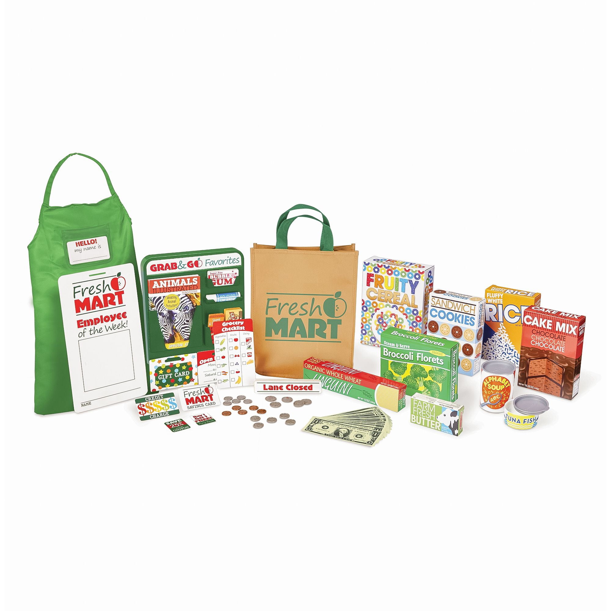 Melissa Doug Fresh Mart Grocery Store Play Food and Role Play Companion Set Walmart
