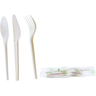 Silver Plastic Cutlery in White Pocket Napkin Set - 7 Napkins, 7 Forks, 7  Knives, and 7 Spoons