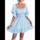 thumbnail image 2 of Vestido de Corta con Volantes de Color Liso para Mujer, Azul, Talla S, 2 of 10