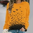 thumbnail image 2 of DOSUKRAI Funny Halloween Sweatshirts for Women Spooky Season Long Sleeve Graphic Crewneck Pullover Tops Cute Ghost Sweater Yellow,XXL, 2 of 6