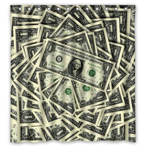 Ganma US Dollar Currency Money Shower Curtain Polyester Fabric Bathroom