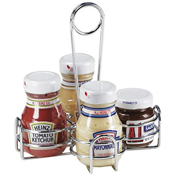 G.E.T. Enterprises 4221623 Metal Four Compartment Condiment Caddy, Iron, Chrome (Qty 1