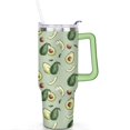 thumbnail image 2 of 40oz Kawaii Green Avocado Design Stainless Steel Flip Straw Tumbler Spill Proof Travel Cup Double Wall Vacuum Insulated Coffee Mug with Top Handle, 2 of 6