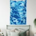 thumbnail image 4 of Camouflage Tapestry, Abstract Camo Navy Military Costume Concealment from the Enemy Hiding, Wall Hanging for Bedroom Living Room Dorm Decor, 60W X 80L Inches, Pale Blue Navy Blue, by Ambesonne, 4 of 5