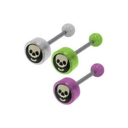 Barbell Head - Skull Head Logo Barbell Tongue Ring