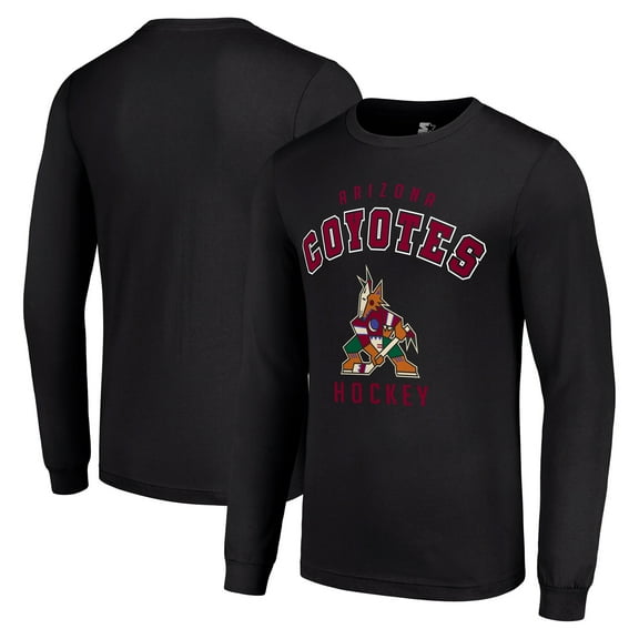 Men's Starter Black Arizona Coyotes Logo Long Sleeve T-Shirt