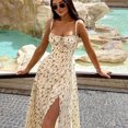 thumbnail image 3 of Vestido de tirantes con abertura larga y espalda descubierta para mujer, vestido Popular de verano europeo y americano con encaje Floral, 2022, 3 of 4
