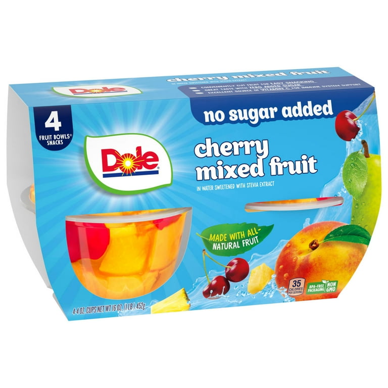 Dole Fruit Bowls, Cherry Mixed Fruit 4 oz Cups 4 Pack - Walmart.com