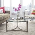 thumbnail image 4 of Modern Contemporary Living Room Stainless Steel Glass Coffee Table Silver, 4 of 4