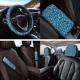 thumbnail image 4 of Yuyamidu Blue Leopard Print Car Seat Cover Full Set with Auto Headrest Covers Seat Belt Cover Steering Wheel Cover Coasters Center Console Pad Keychain Auto Decor, 14 PCS, 4 of 7