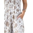 thumbnail image 5 of INSPIRE CHIC Women's Summer Casual Floral Jumpsuit Sleeveless Smocked Wide Leg Pants Boho Romper Overalls XS Beige, 5 of 6