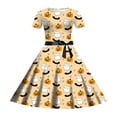 thumbnail image 5 of Gelikeya Halloween Dresses for Girls Size 5-14 Cartoon Bat/Pumpkin/Cat Prints Short Sleeve O Neck Dress, 5 of 5