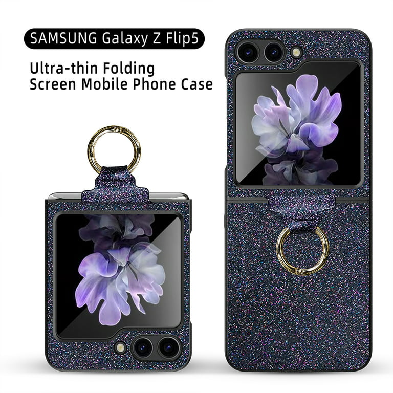 Omio Designed for Samsung Galaxy Z Flip 5 Case with Kickstand,  Cute Sparkle Glitter Diamond 3D Butterfly Design Soft TPU Bumper Pearl Hard  Back with Stand Mirror Shockproof Cover for Women