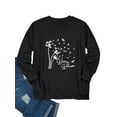 thumbnail image 4 of Xuanfei Women Dare To Dream Long Sleeve Letter Dandelion Print Side Pocket Top, 4 of 7
