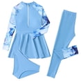 thumbnail image 2 of ATOGUTA Girls Modest Swim Suit 3 Piece Long Sleeve Swimsuit Rashguard Bathing Suit Size 4T-13, Blue, 2 of 6