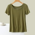 thumbnail image 2 of JUUYY Womens Sleep Shirts - Short Sleeve Pajama Tops for Women - Modal Round Neck Solid Color Pajamas Tee Top Green L, 2 of 6