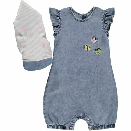 

Janie Denim Romper & Bandana Hat Set