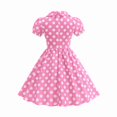 thumbnail image 4 of XXWXYD PolkaDot Girls Dress Short Sleeve 𝖯eter Pan Collar Vintag𝖾 Style Summer Play Casual Par𝗍y Outfit Ages 4-10 Toddler Kid Children Church School Birthday Celebration Gown, 4 of 6