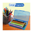 thumbnail image 4 of 6 Pack Plastic Pencil Boxes Case Bulk Assorted Colors Capacity Pencil Box Clear Pencil Case with Lid Snap Closure, 4 of 7