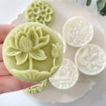 thumbnail image 3 of Orgry 4Pcs/Set Flower Shape Round Mooncake Mold Chinese Pastoral Style Hand Pressure 3D Home DIY Fondant Cake Decoration Tools, 3 of 5