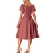 thumbnail image 3 of Vestido Maxi a Cuadros INSPIRE CHIC para Mujer, Vestido de Verano con Pliegues en la Espalda, Decoración de Botones y Mangas Abullonadas, Talla XS, Rojo, 3 of 5