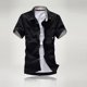thumbnail image 4 of ICHUANYI Clearance Mens Casual Short Sleeve Solid Cardigan Stand Collar T-Shirt Blouse Tops(Black, XL) Ichuanyi Ichuanyi, 4 of 5
