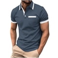 thumbnail image 2 of Men's Polos Short Sleeve WIth Pocket Fashion Comfy Solid Short Sleeve Turndown Collar Regular Casual Shirt, 2 of 6