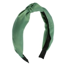 Unique Bargains Silk Knotted Headband Hairband for Women 1.2 Inch Wide Green
