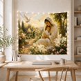 thumbnail image 5 of White Robed Figure With Child in a Flower Garden, Peaceful Vintage Style for Art Lovers, Inspirational Wall Decor, New Home Gift, Tapestry Wall Hanging for Bedroom and Dorm, 5 of 7