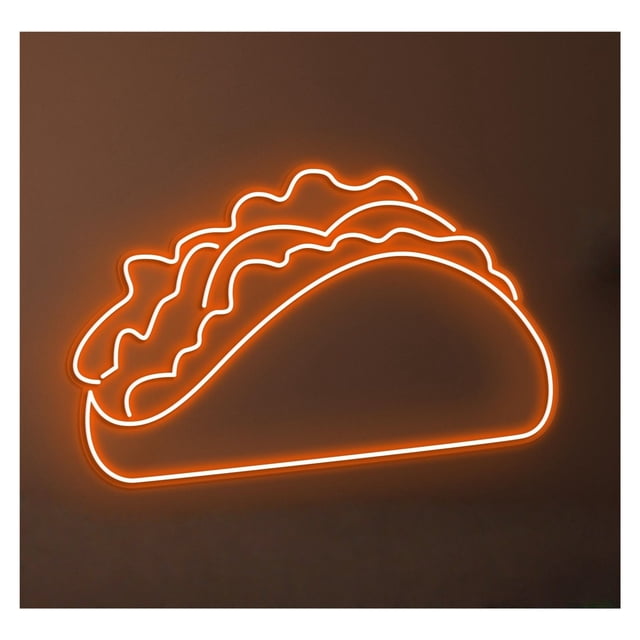 Letrero De Neón Taco, Cocina Mexicana, Luz LED, Arte Pared Para Restaurante, Decoración Comida Callejera, Entrada Comercial, 50cm