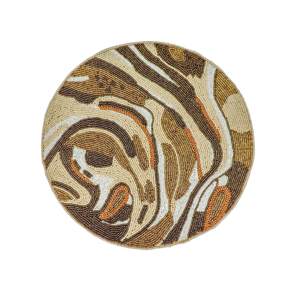 Modern Camo Glass Bead Embroidered Placemat Color: NaturalSet of 2Size: 14" Round