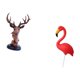thumbnail image 5 of Figura de cabeza de ciervo y flamenco para jardín, estatua decorativa de resina HDPE, escultura animal, ideal para oficina, hogar, jardín, regalo., 5 of 8