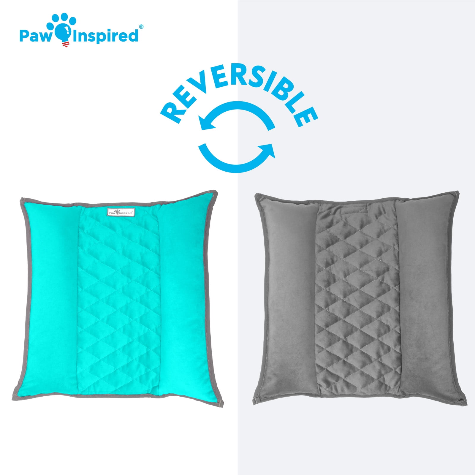 Paw Inspired 17x17" Snuggle Bunny Bed for Rabbits, Cat and Other Small Pets and Animals | Reversible Fleece Bedding with Padded Sides (Gray/Green)