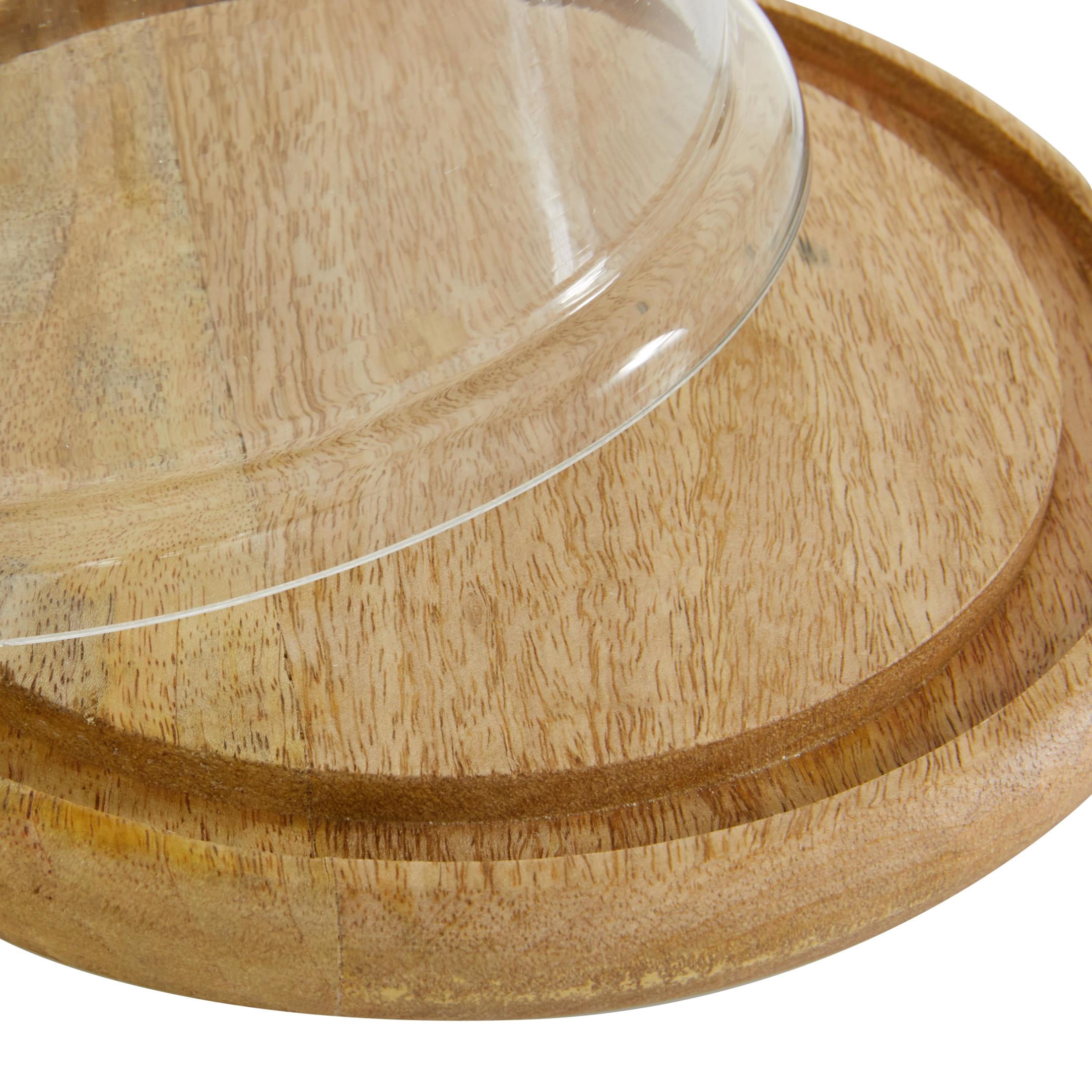 DecMode 8" x 11" Brown Glass Decorative Stand with Glass Lid, 1-Piece