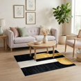 thumbnail image 3 of ODIKA 4'x6' Ultra-Soft Area Rug, Black White and Gold Abstract Design Modern Bold Shapes with Dynamic Brushstrokes Washable, Bare feet friendly, Silk-Touch for Bedroom Home office, 3 of 7