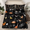 thumbnail image 2 of Homewish Cartoon Dinosaur Twin Sheet Sets 3pcs for Preppy Children Kids,Kawaii Animal Dino Twin Fitted Sheet Microfiber,Gradient Universe Galaxy Breathable Flat Sheet,Breathable Home Decor, 2 of 7