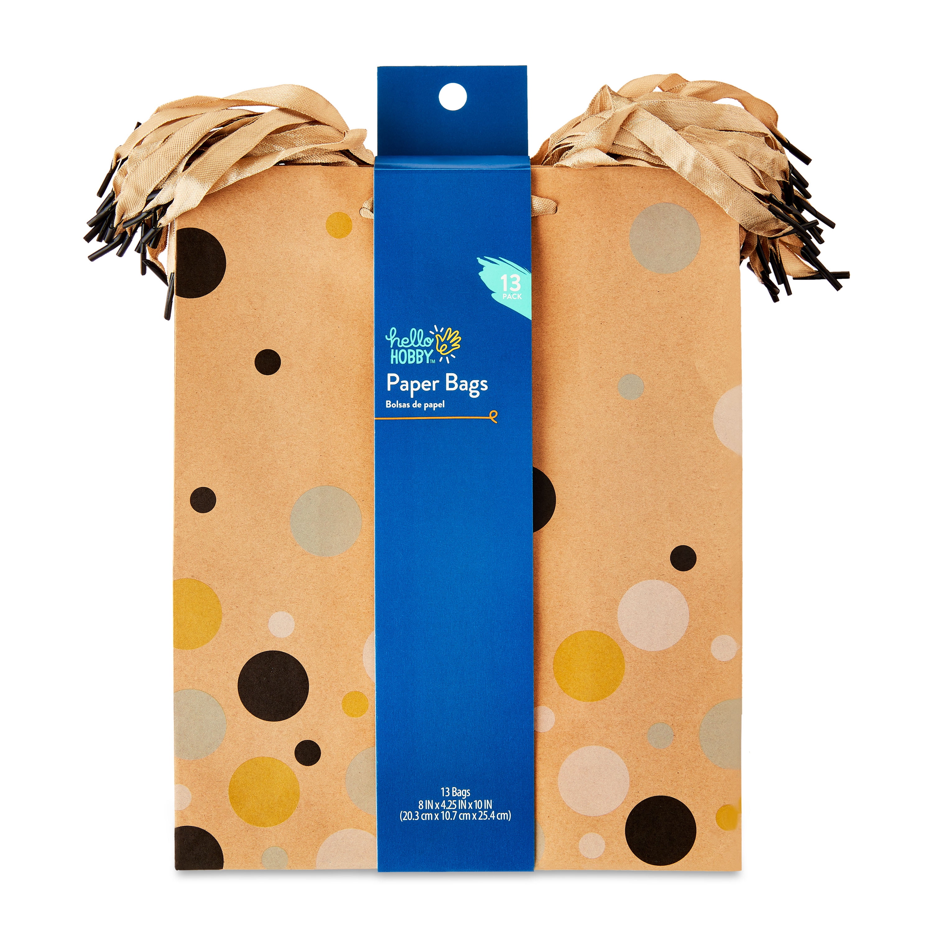 Hello Hobby Large Brown Dots Paper Bags, 8" x 10", 13 Count