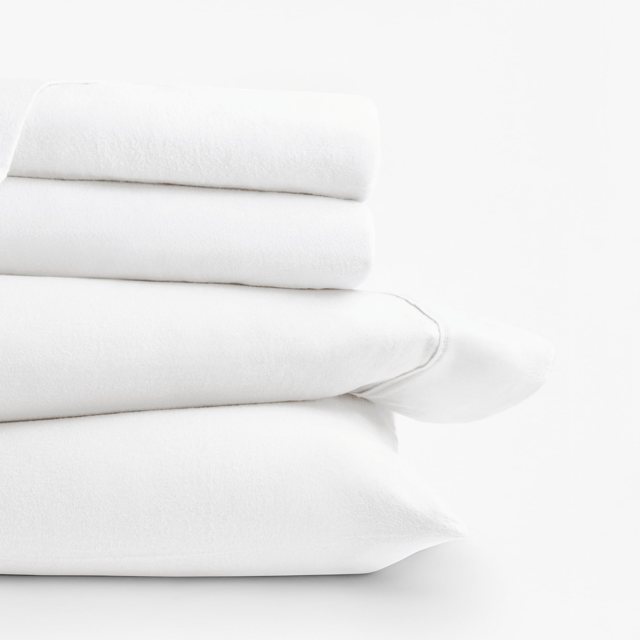 White 4 Piece 100% Cotton Flannel Deep Pocket Sheet Set, Full, by Noble Linens