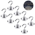 thumbnail image 2 of 8Pcs Magnetic Hooks Heavy Duty, Strong Magnet With Hook For Fridge, Super Neodymium For Hanging, Magnetic Hanger For Toolbox, Cruise, Grill, Coat And Storage-Silver&Maximum Pulling Force 25Kg, 2 of 7
